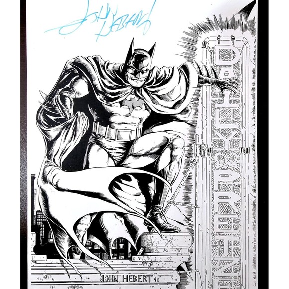 BATMAN Sketch Art Print Signed John Herbert the Daily Pretzel 11 x 17 EXC - Picture 2 of 8